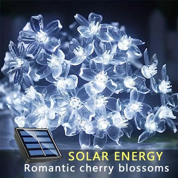 LED solcells körsbärsljus, 7m50 lampor, 8 lägen