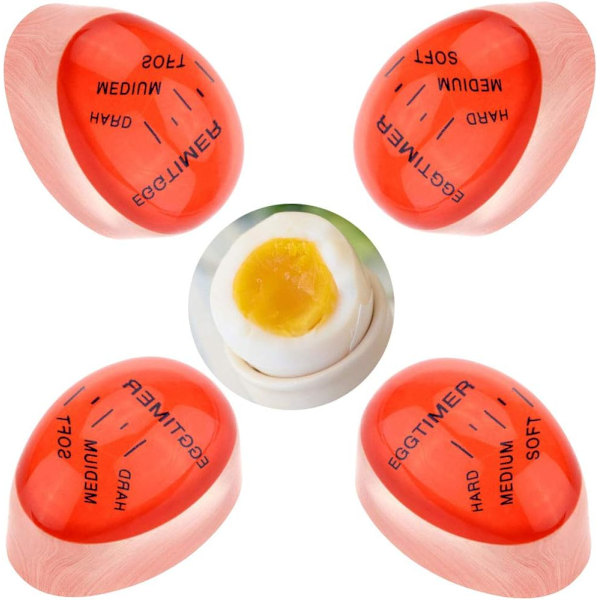 Eggkokingstimer, 4 stk eggtimer, fargeskiftende eggtimer, matlaging eggtemperatur kjøkkenhjelper