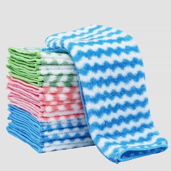 Sæt med 10 karklude, 25 x 25 cm, koral fleece + bomuld, viskestykker køkkenhåndklæder, mikrofiberklud