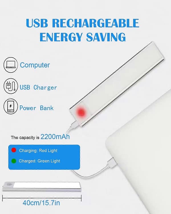 4-pack rörelsesensor LED-skåpsbelysning – Garderob/Kökslist
