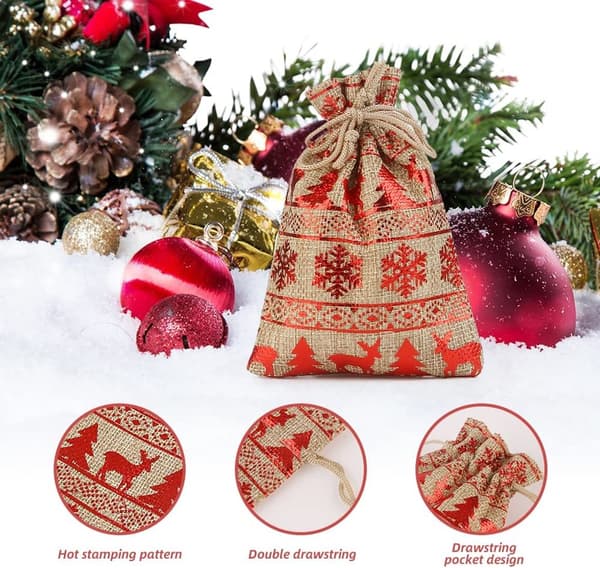 24 Linned Adventsposer 10x14cm, Hængekæde, Fyld-Selv