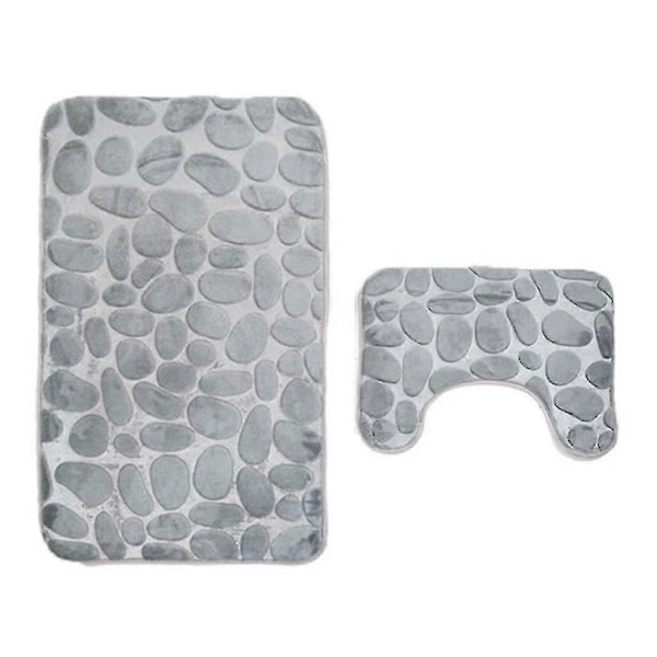 Sklisikkert baderomsmatte-sett, pustende baderomsmatte i memory foam