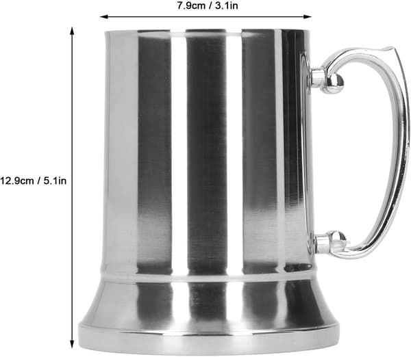Kaffekrus i rustfrit stål, 450/560 ml dobbeltvægget ølkrus