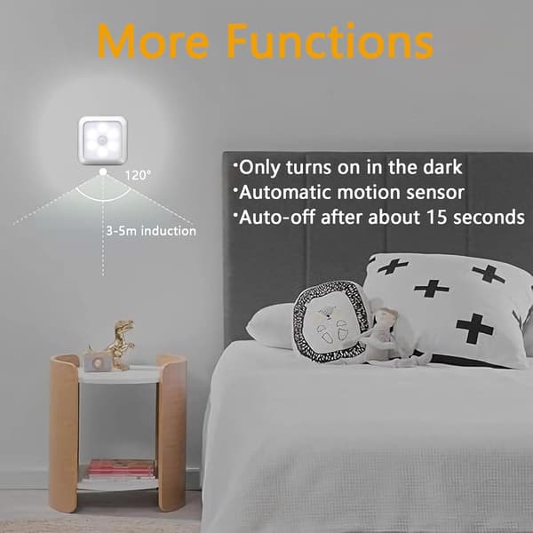 3-pack Rörelsesensor Nattlampa, Batteridriven Varm LED för Garderob/Trappor/Sovrum