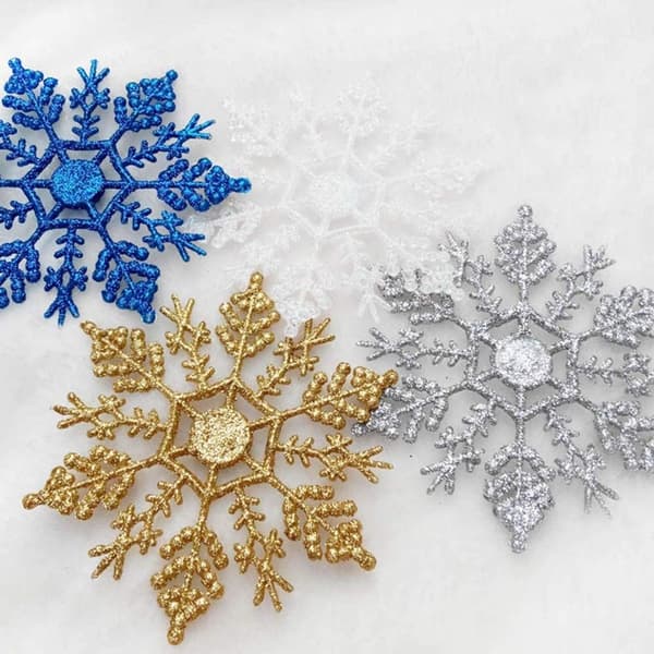 24-pack glitter snöflinga juldekorationer