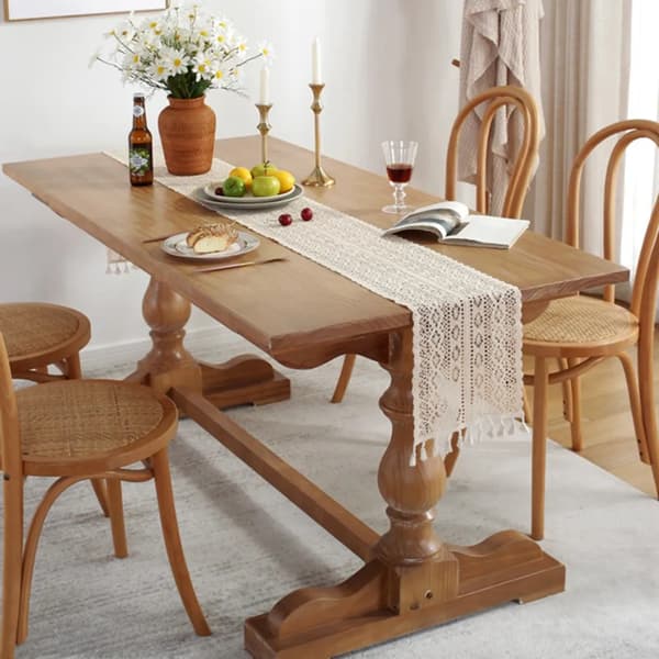 Bordløper Boho, 24x220CM Boho-dekorasjon, bordløper beige med dusker, til dekorasjon Boho, bryllup, brude dusj, spisebord dekorasjon