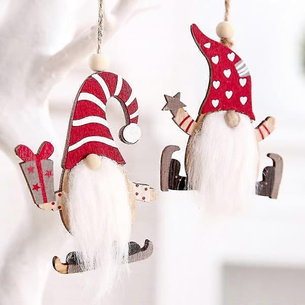 Gnome Julemand Vedhæng Træ Træ Skov Tilbehør Ornament