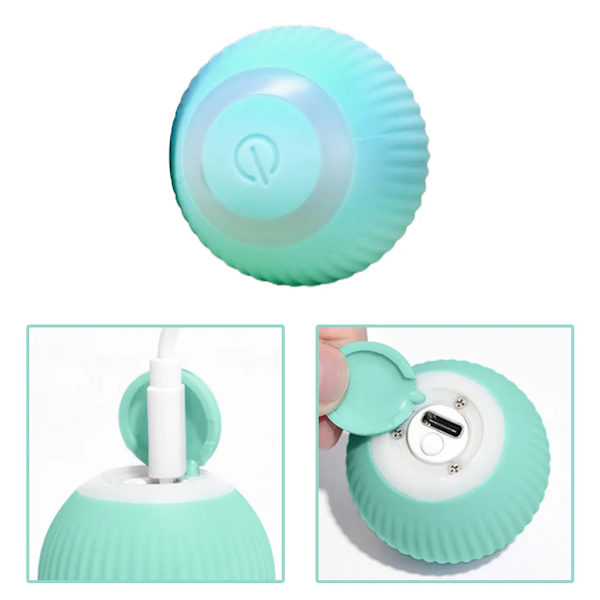 Interaktiv katt leksak, 360° själv roterande, med LED ljus, Smart Boll Automatisk Leksaker Rullande USB laddning, grön