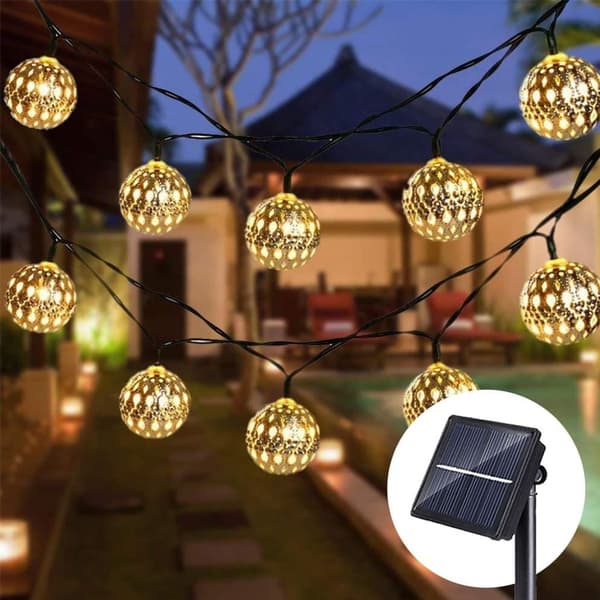 5m 20 LED Solar Marockanska Bollar, Varmvitt, Trädgård, Jul