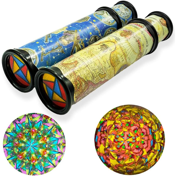 2 Pack Classic Kaleidoscope Toy,Magic Rotating Kaleidoscope,Stretchable Long World Kaleidoscope,Educational Toy Kaleidoscope for Children Gifts