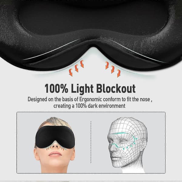 3D Silke Søvnmaske, Justerbar Stropp, Mørklegging for Reise/Yoga