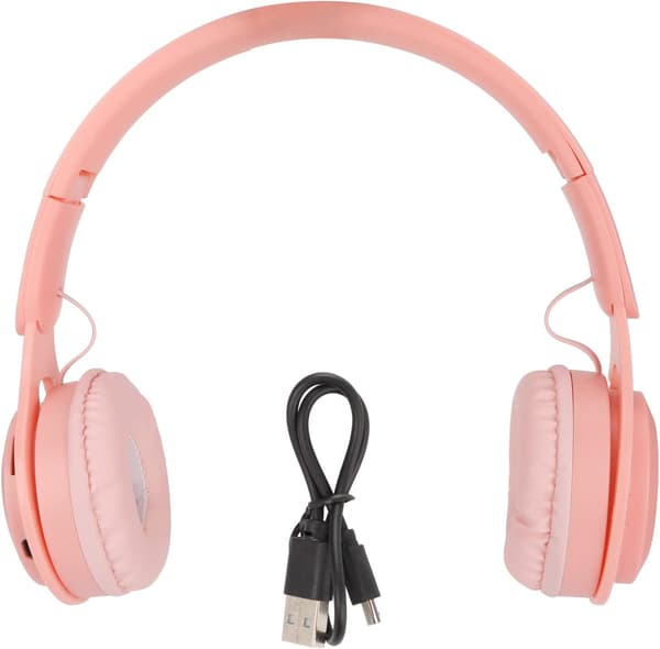 Portable og sammenleggbare Bluetooth-hodetelefoner for barn med USB-kabel, stereo ergonomiske øretelefoner