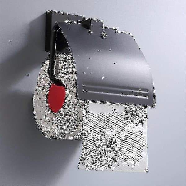 Toiletpapirholder i rumaluminium, sort, køkkentårn, selvklæbende (sort)