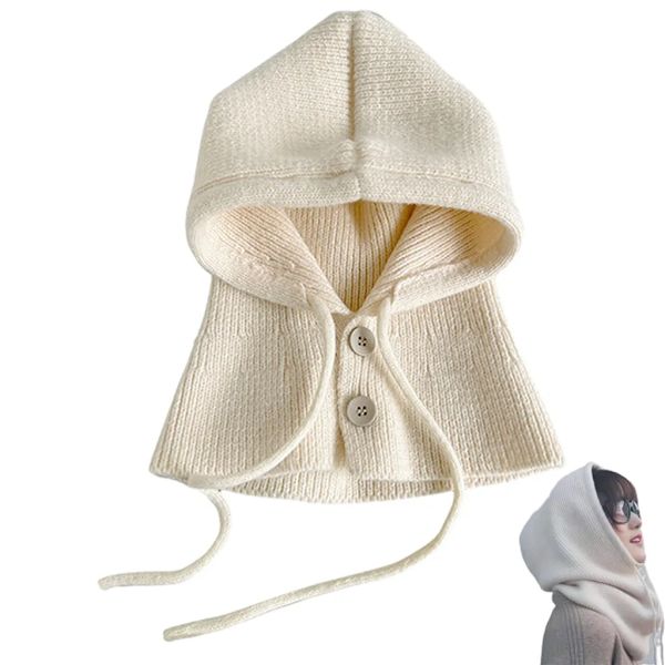 Dame Vinterhue Hætte Strikhue Balaclava (Beige)