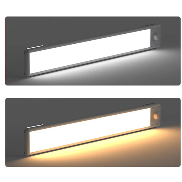 Trådlös LED-underbelysning, skåpsbelysning med rörelsesensor, magnetisk ljusstångsskåpsbelysning med USB-laddningsfunktion, 20 cm (vit)
