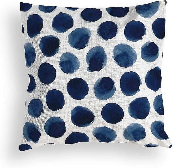 Set med 4 dekorativa prydnadskuddar, marinblå marmor prickig havstextur linnekuddar soffa sovrum bil heminredning, 45 x 45 cm