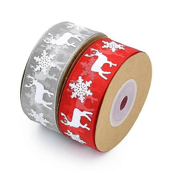 20 m presentbandrulle: Hemgjort julklappsband med älg- och snöflingetryck för vinterhelger