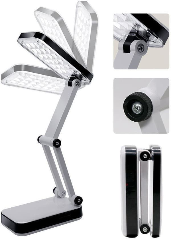 LED foldbar skrivebordslampe med justerbar lysstyrke, studentergave