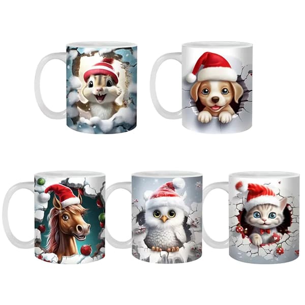 Kaffe- och temugg, 3D-julmugg, mjölkkopp, tekopp, dekoration, julklapp till vänner