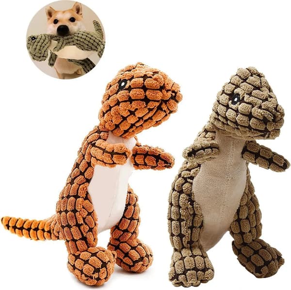 2-pack tuffa dinosaurie-interaktiva hundleksaker  Dinosaurie plysch hundbitpinnar