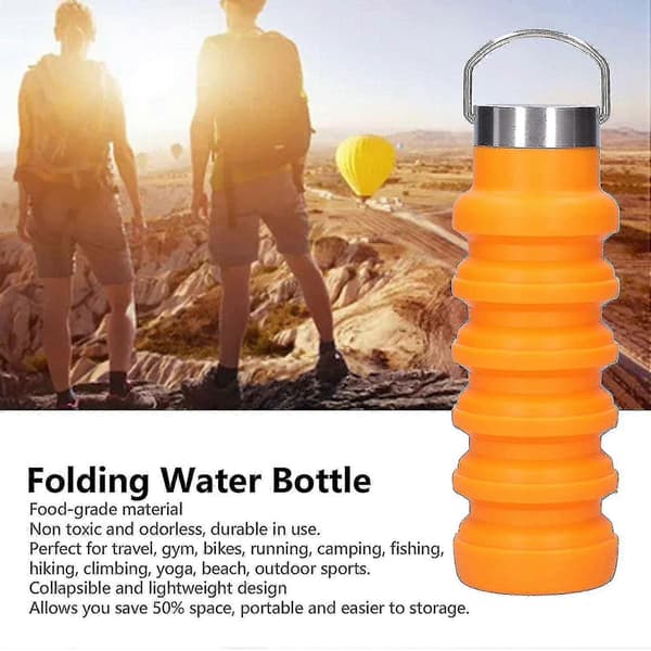 550ml Vikbar Återanvändbar Sportvattenflaska (Orange)
