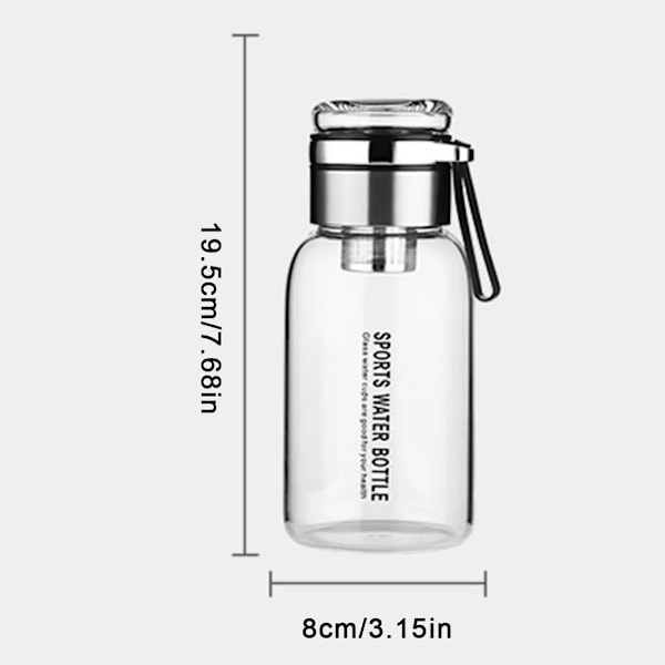 Glasflaska 750ml vattenflaska dricksvattenflaska glas med gummiöverdrag, glas dricksvattenflaska med rostfritt stålsil