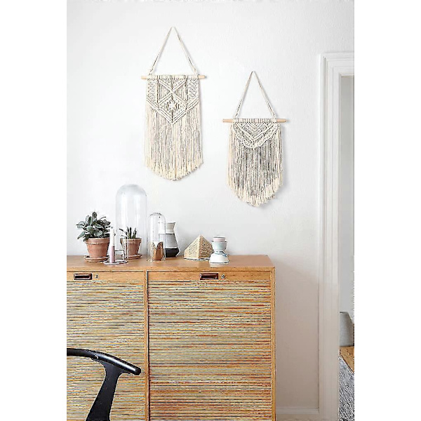 Handgjord Makramé Spets Väggbonad, Boho Chic Sovrumsbanderoll
