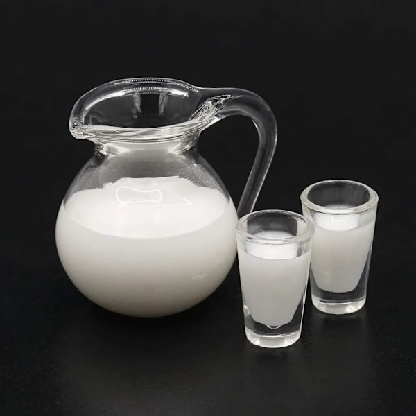 6 st 1/12 miniatyr mjölkkanna dryck apelsinjuice burk med glas dockhus kökstillbehör