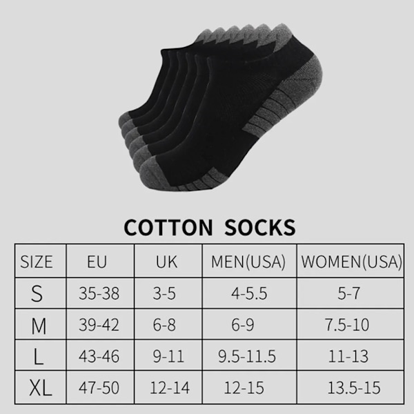 6 par med sneakersokker for kvinner og menn, sportsokker med polstring, pustende bomullssokker (lysegrå, S35-38)