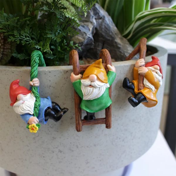 3 st inomhus- och utomhus trädgårdsfigurer