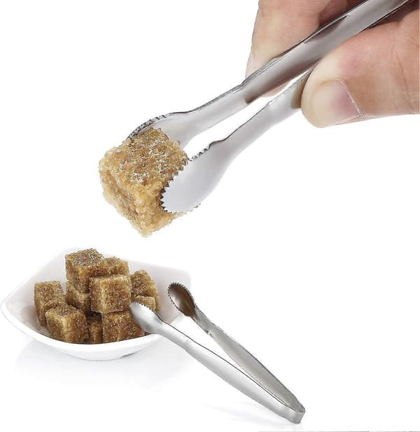 Sett med 4 Mini Tang Rustfritt Stål Sukkerklyper, 10 cm