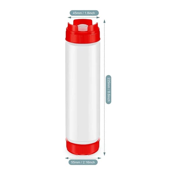 Puristinpullo, 450 ml 16oz muovipuristinpullo, BPA-vapaa, ei vuoda maustepulloja (punainen)