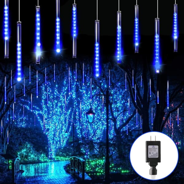 10-Rørs 240-LED Meteorregn Lys – Blå 3,5M Udendørs Jul/Træ