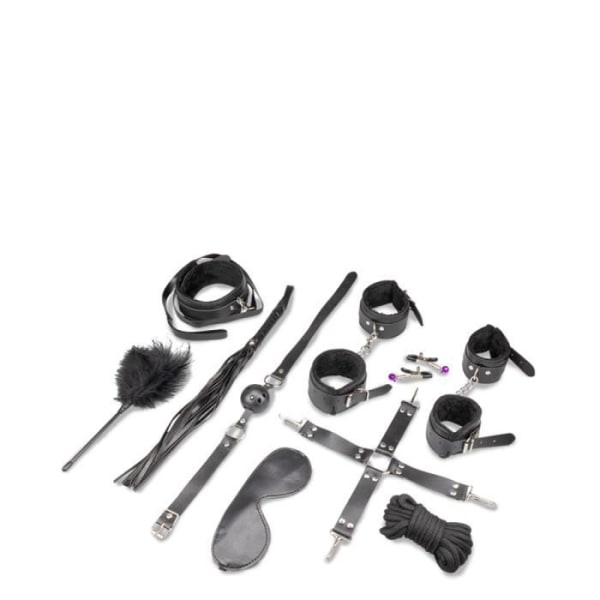 BDSM leksaker och tillbehör kit 11 delar - LOVE AND VIBES Collection Black Smooth Texture