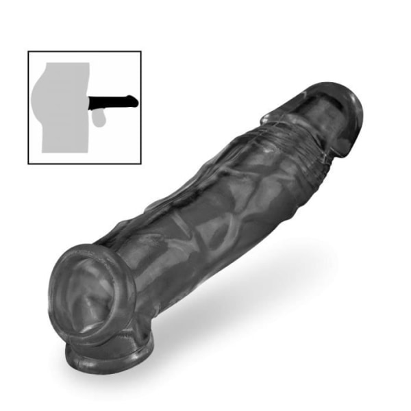 Black Realistic Penis &amp; Testicles Extender - BigMen Collection