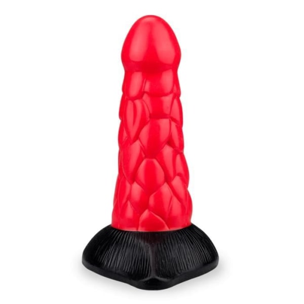 Drak sugkopp dildo med fjäll 18,5cm Röd