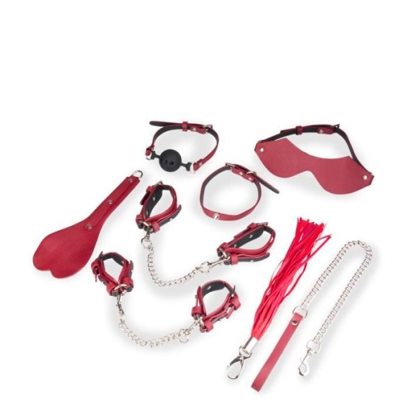 BDSM bondage kit 8 delar veganskt läder Röd