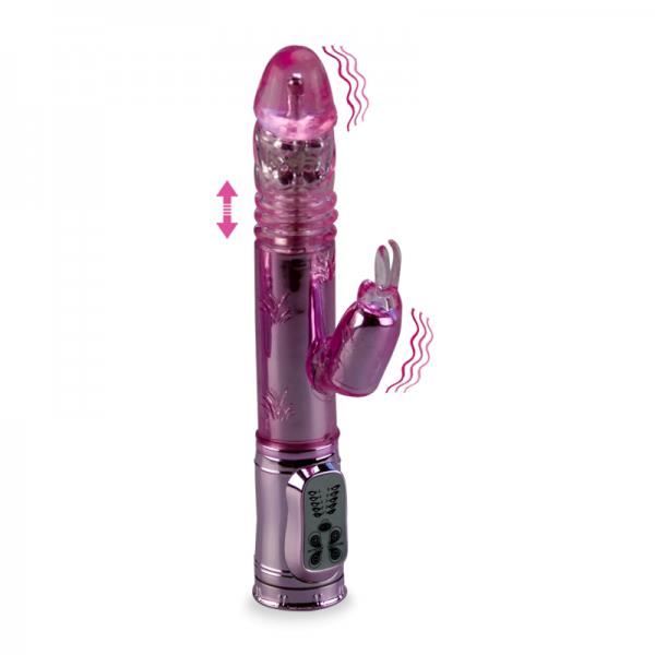 Rabbit XXL Deluxe USB-vibrator kommer och går Krom rosa