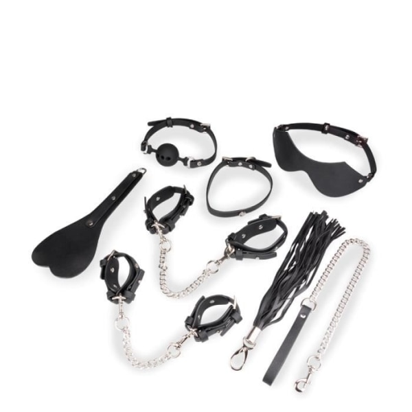 BDSM bondage kit 8 delar veganskt läder Svart