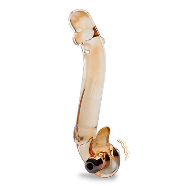 Virtuos Vibrerande Glass Dildo - LOVE AND VIBES Amber Collection