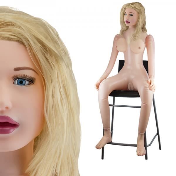 Blond uppblåsbar docka kuksugande sittande
