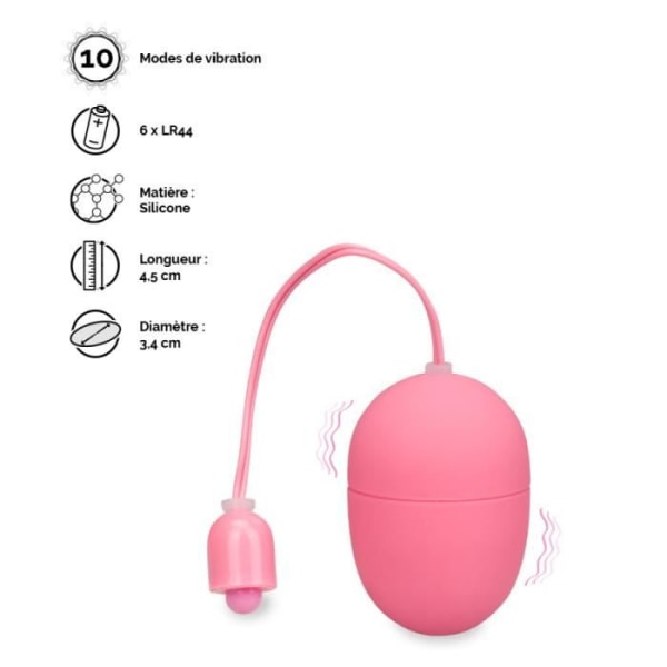 Silikon vibrerande ägg - Wiggle - S Pink - 10 vibrationslägen - 6 LR44 batterier Rosa