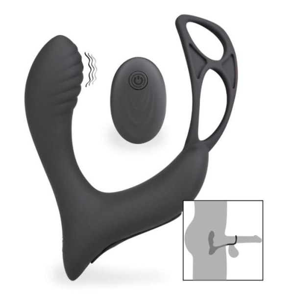 Vibrator för män anal dildo Vibrerande prostatastimulator med dubbel cockring Pro P Black