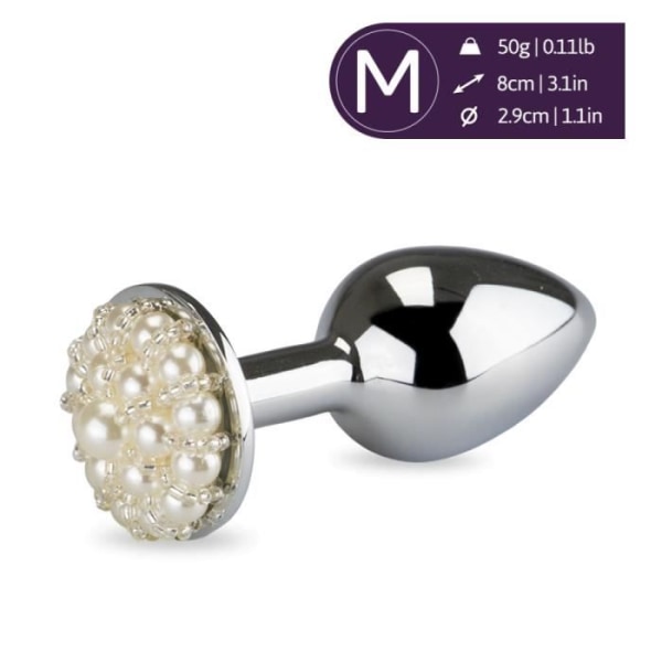 Rosebud analplugg med pärlor Pearl White