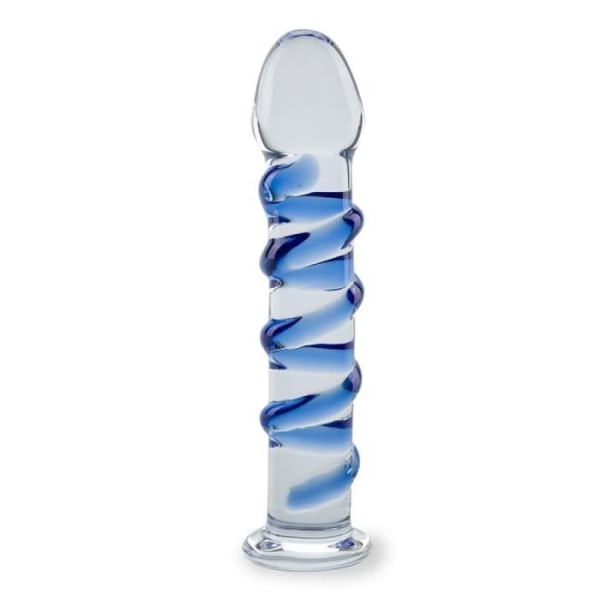 Swirl Crystal Glass Dildo - Blå - Anal - Medium