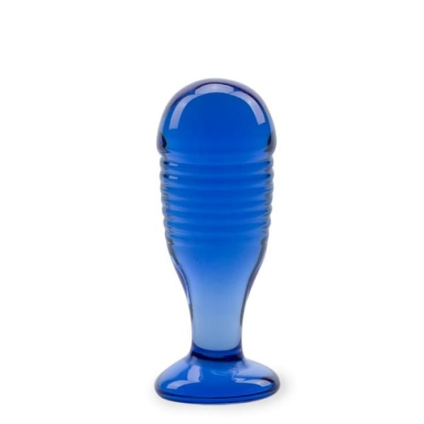 Analplugg av glas - Saturnus - Ribbstickad - 9,2 cm - 3,5 cm
