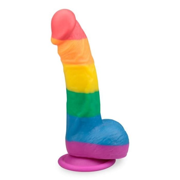 Pride Realistisk Böjd Sugkopp Dildo Flerfärgad