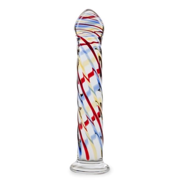 Glasdildo - Hypnos - Böjd och räfflad - 18cm - Flerfärgad Flerfärgad