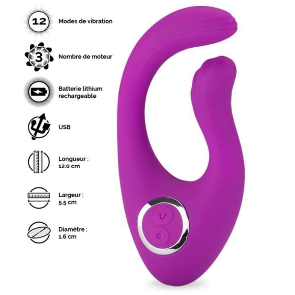 Böjd klitorisvibrator 12 lägen USB magnetisk - Violet Collection