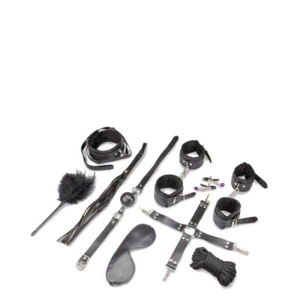 BDSM leksaker och tillbehör kit 11 stycken Black Smooth Texture